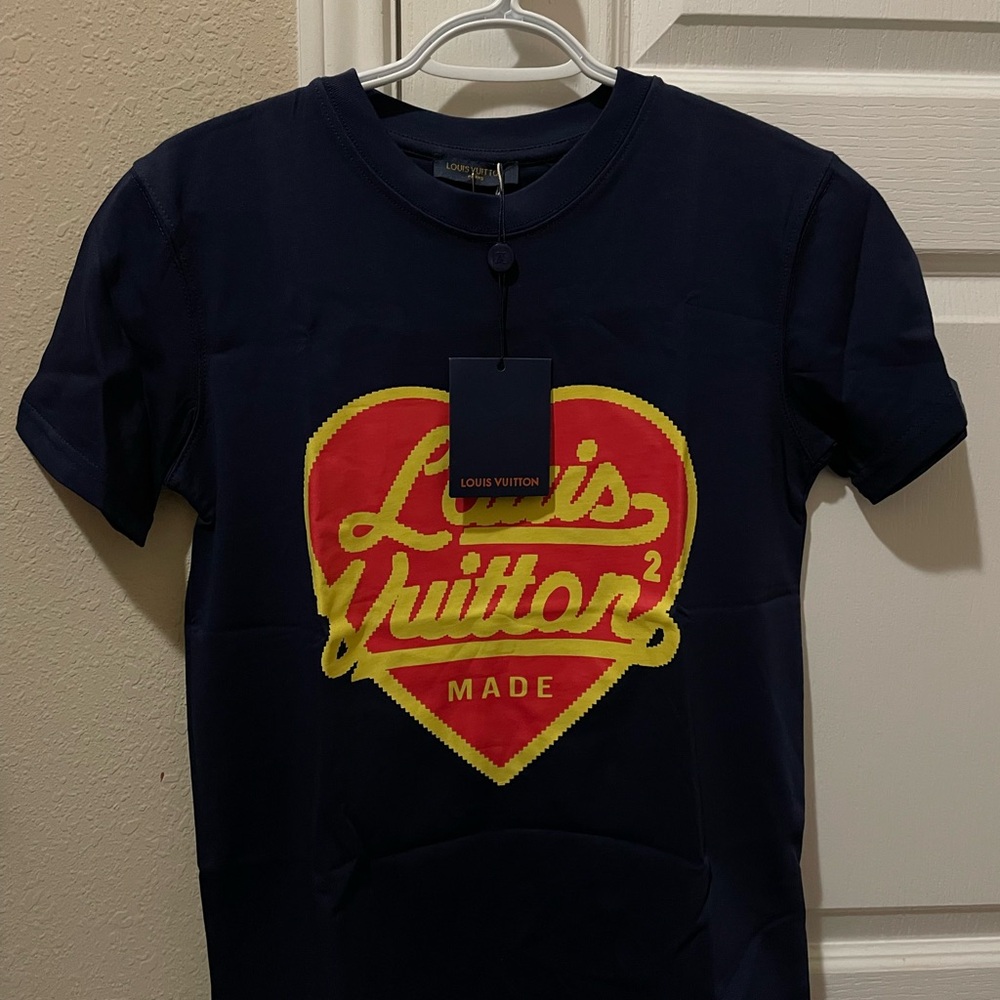 Louis Vuitton Navy Blue Heart Logo T-Shirt